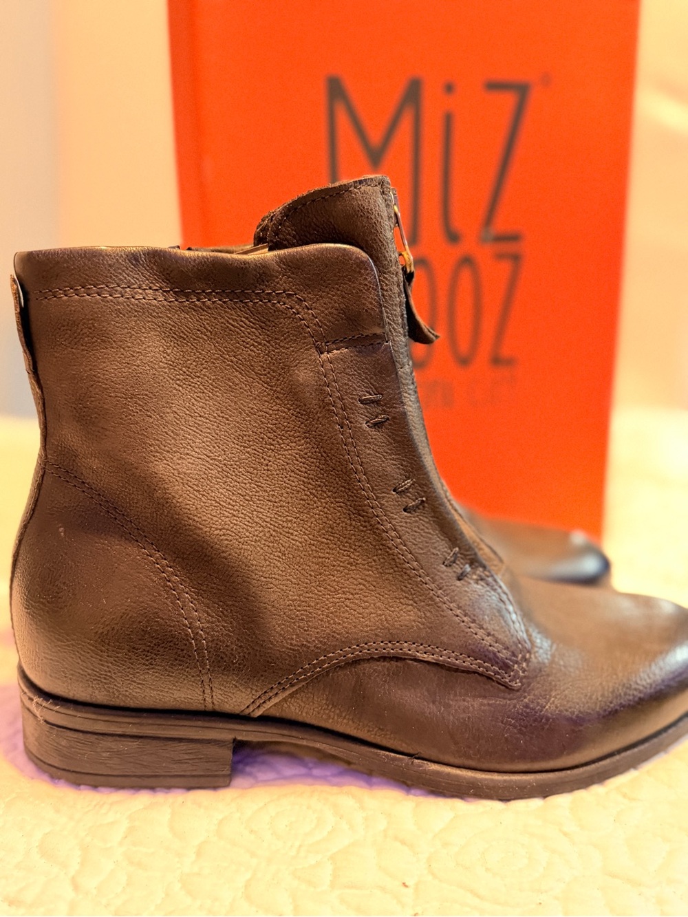 Miz Mooz Dark Brown Leather Ankle Booties